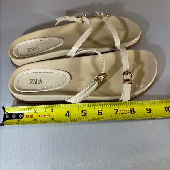 ZARA Women's Beige Buckle Slide Buckle Comfort Straps Sandals Size 38 Minimalist - Picture 8 of 9